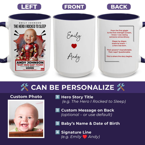 Custom Baby Iron Man Mug – Funny Personalized Gift for Mom | Superhero Baby Design